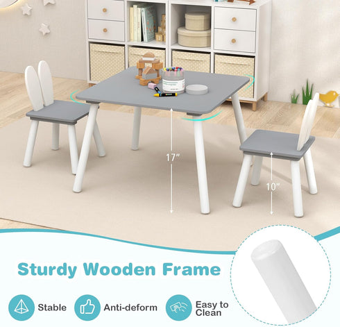 Set, 2 Set, 3 Set HONEY JOY Kids Table and Chair Children Wooden Activity Table & Chairs Solid Wood Legs, Easy