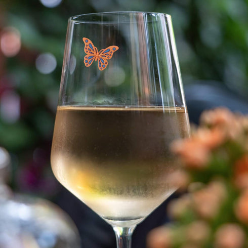 Butterfly Magnetic Wine Glass Charms - 6 Wine Magnet Drink Markers, Fun Gift for the Gardener