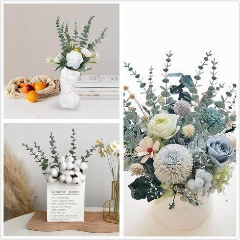 20pcs Faux Eucalyptus Stems Flowers, Short Artificial Greenery Decoration for Floral Arrangement, Wedding Home