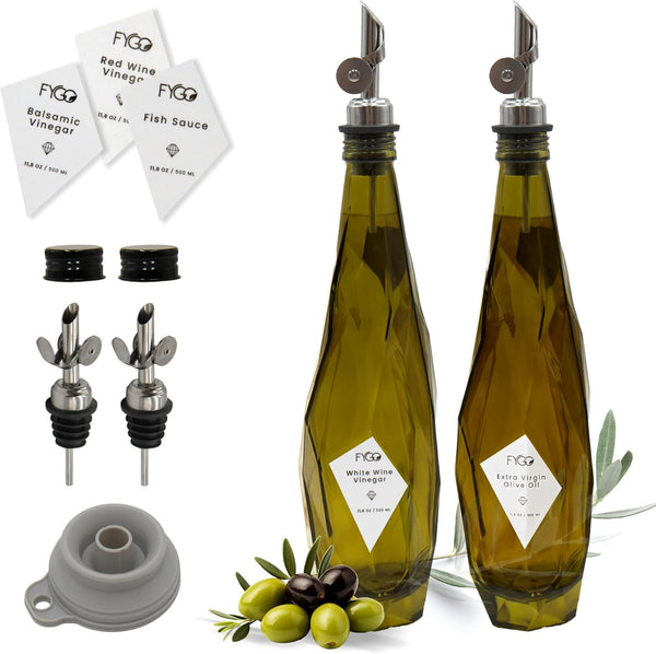 FYGO Diamond Lux Olive Oil Bottle Dispenser - Olive Oil Container- Oil and