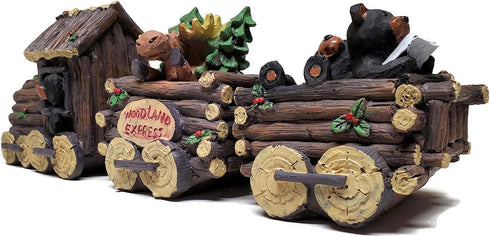 Slifka Sales Company 3 Piece Bear and Moose Woodland Express Holday Decor Train