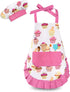 Kids Chef Hat and Apron Set, Toddler Apron for Girls with Large Pocket for Cooking and Baking
