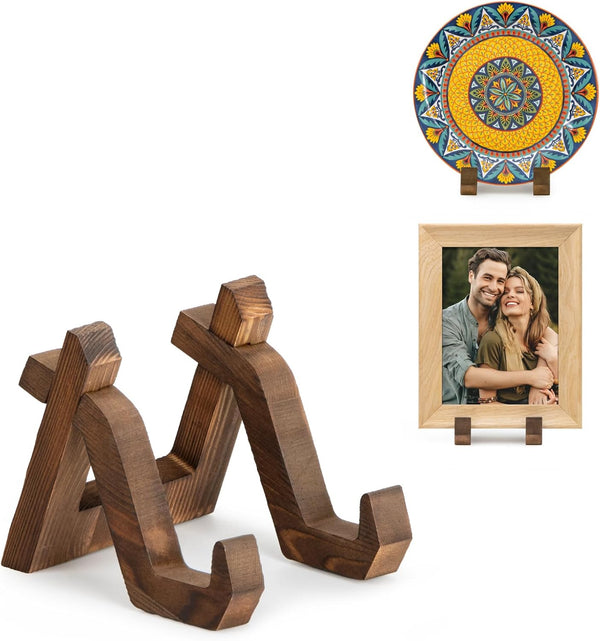 4 Inch Plate Display Stand for Decorative Picture Frame, Dish, Photo, Plaque, Wood Stand for Displaying