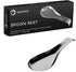 Large Stainless Steel Spoon Rest, Metal Ladle Rest Utensil for Kitchen Counter, Stylish Silver Spoon Holder