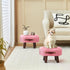 Small Ottoman Foot Rest with Handle, Velvet Footstool with Wooden Legs & Soft Padded Seat, Foot Stool for Living Room
