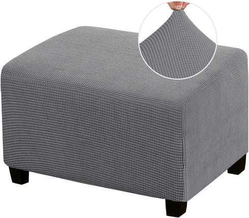 PrinceDeco Stretch Ottoman Cover Ottoman Slipcovers Rectangle for Living Room Foot Stool