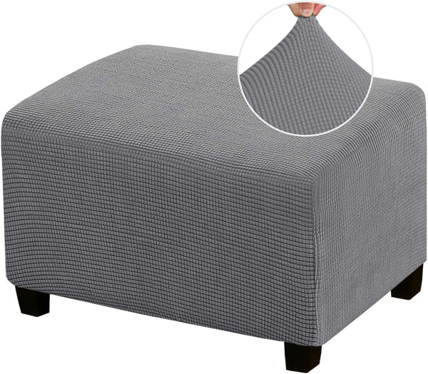 PrinceDeco Stretch Ottoman Cover Ottoman Slipcovers Rectangle for Living Room Foot Stool