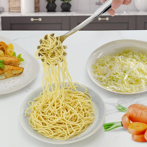 Pleafind Spaghetti Spoon, One-Piece Stainless Steel Pasta Server with Comfort Grip Design, 13-Inch Silver Scoop