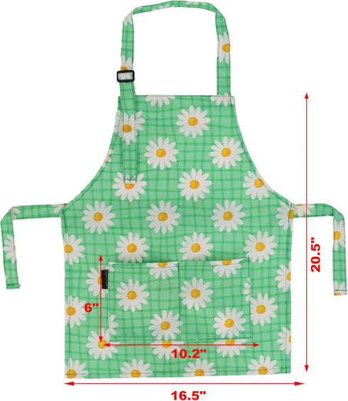 BeeGreen Kids Cooking Aprons with Adjustable Strap, Front Pocket Kitchen Aprons for Toddler Painting & Baking