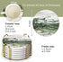 Dksyee 6 Set Pcs Green Ceramic Coasters with Holder Round Cool Drink Best Modern Absorbent Coaster for Coffee Table