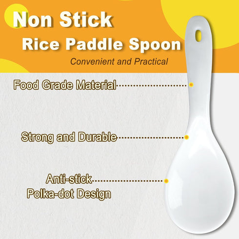 Vonty 2pcs ABS Non Stick Rice Paddle Spoon, 7.8 Inch, White