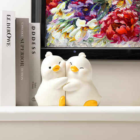 Cute Bookends, Cute Hug Ducks Decorative Bookend, Book Ends for Shelves, Cute Home Decor Unique Book Holders Book
