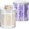 SheeChung 2 Pack Qtip Holder - Stackable Plastic Apothecary Jars with Storage Lids for Bathroom Organization (10oz)