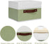 ANMINY Storage Boxes with Lids Washable Decorative Storage Bins Basket with PU Leather Handle Foldable Linen Fabric Storage Cubes Containers for Home Closet Organizer - Green White, Small Size by ANMINY
