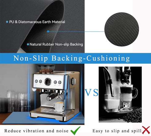 Coffee Mat for Countertops, Absorbent Rubber Mat for Under Coffee Maker, Espresso Machine, Dish Drying Mat (Blue,