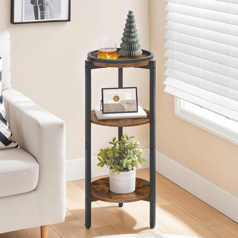 3-Tier 28.7" BF182BZ01 HOOBRO Small Round Side Table, Tall Coffee Drink Table for Sofa Couch, H Slim Nightstand, Circle
