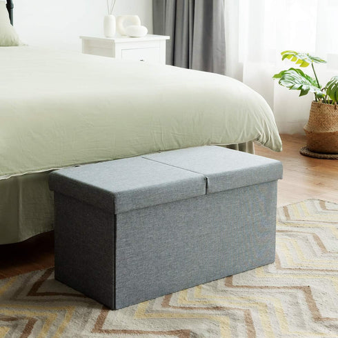 30 Inches 80L Giantex Folding Storage Ottoman W/Lift Top, Large Storage Space and Padded Seat Bed End Bench Chest