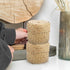 Housoutil Small Handwoven Seagrass Woven Basket with Lid, Natural Storage Box for Flower Pot, Garbage Can, Desktop