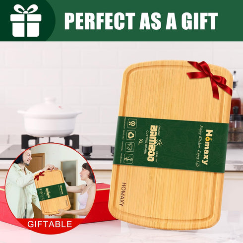 Homaxy Extra Large Bamboo Cutting Board, 18x12.5" with Juice Groove, Pre Oiled Butcher Block