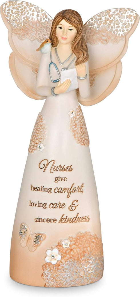 Pavilion Gift Company 19075 Nurse Angel Figurine, 6-Inch, Silver and White