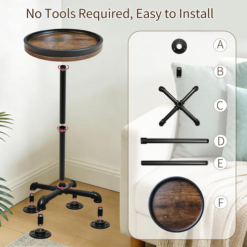 LAIDUOLEOE Small Round Side Table for Small Spaces, Pedestal Drink Table with Non-Slip Feet, Martini Table No-Tool
