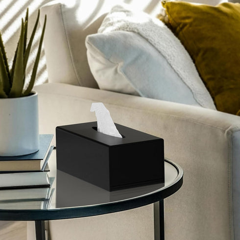 HIIMIEI Acrylic Tissue Box Cover Tissue Holder Napkin Dispenser for Home Office Restaurant-Black