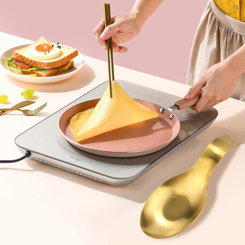 Stainless Steel Spoon Rest, Spatula Ladle Holder, Brushed Finish Utensil Holder, Dishwasher Safe 9.8 x 3.7 Inch (Gold