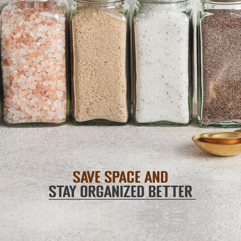 Small Clear Square Glass Spice Jar with Adjustable Grinder Cap, Foodgrade BPA Free, 4 Fl. Oz. Capacity