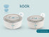 KooK Ceramic Nesting Bowls with Lids, Embossed Food Storage Containers, Set of 4, Ivory