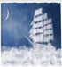 Ambesonne Nautical Shower Curtain - Yacht in The Ocean, Cloth Fabric Bathroom Decor Set with Hooks, 69" W x 75" L