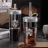 Portable Travel Coffee Press, 16oz, Double Wall with Lids and Straws, Single Serve for Travel, Home