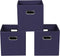 Navy Blue Fabric Storage Bins, Set of 3, 11x11x11 Foldable Cube Bins for Cloth or Accessory Storage