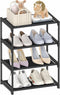 4 Tier Small Shoe Rack, Narrow Stackable Kids Toddler Adult Storage Organizer Shelf for Closet, Entryway, Bedroom