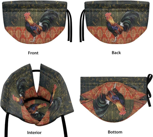 Rooster Chicken Print Tea Cozies, Floral Wood Design Portable Kettle Cover, Cotton Tea Pot Cover, Dust Proof Insulated