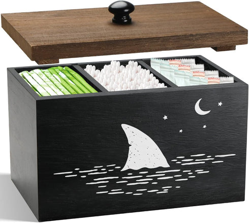 MROUEN Tampon Holder for Bathroom,Black Feminine Product Organizer,Girl Stuff Box for Bathroom,Pad and