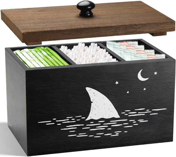 MROUEN Tampon Holder for Bathroom,Black Feminine Product Organizer,Girl Stuff Box for Bathroom,Pad and