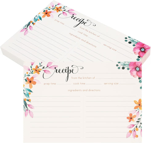 LotFancy Recipe Cards, 4x6 Inch, 60 Count, Double Sided Blank Cardstock, Floral Index Cards