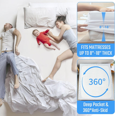 54" 75" FGZ Full Size Mattress Protector Waterproof White Noiseless Cotton Terry Washable Mattress Cover for Kids