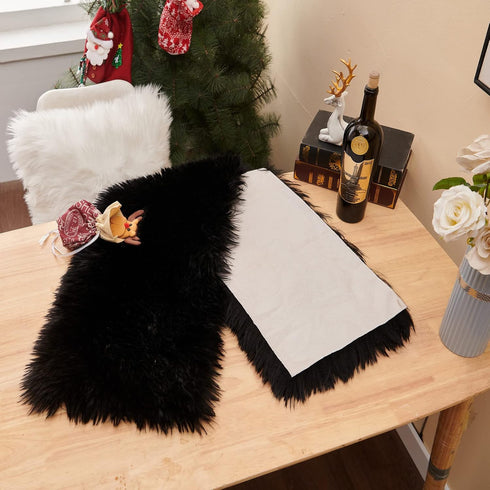 Table Runner, Modern Small Black Dresser Fur Table Runners for Christmas Wedding Party Holiday Birthday Home Farmhouse