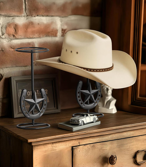 2 Packs, Hat Stand, Cowboy Hat Display, Western Table Decor, Metal Horseshoe Hat Stand, Cowboy Hat Holder, Cowboys