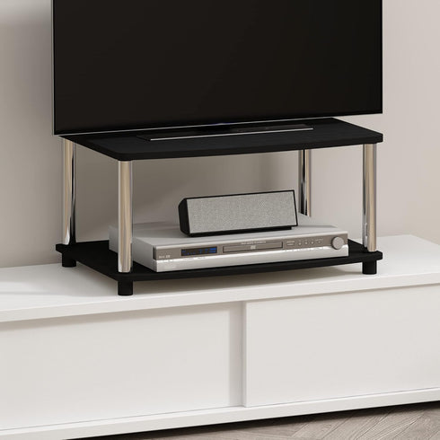 2-Tier 13191AMSS Furinno Turn-N-Tube No Tools Elevated TV Stand, Stainless Steel Tubes, Americano/Chrome