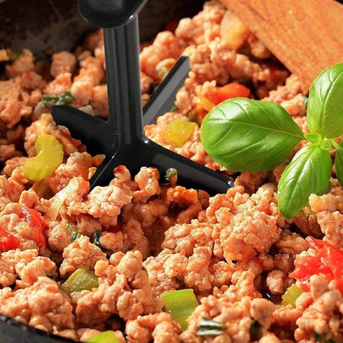 Meat Chopper and Smasher for Ground Beef and Potatoes, Nylon Construction, Non Stick Mix Chopper (Black)
