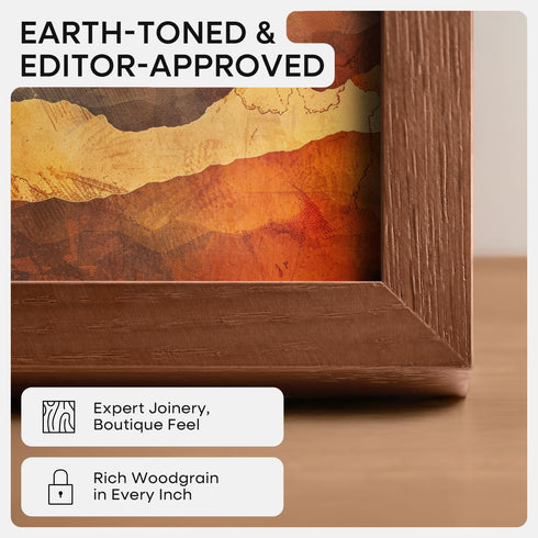 8x8 8 8 6 6 8by8 6x6 inch Set 1 Homeforia Picture Frame Brown, High-End Dark Oak x Square Brown Wood Frame with Mat by