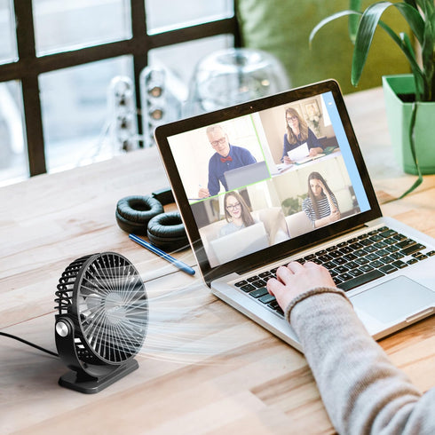 TriPole USB Powered Desk Fan 2 Pack, Black Small Portable Fan with 3 Speeds and 360° Rotation for Travel
