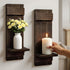 Treory Set 2: Set 15.7"x5" Candle Sconces of Farmhouse Wall Candle Holder, Black Walnut Wood Wall Sconces