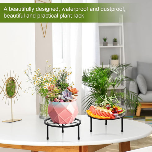 2 Pack 7.8" ESRICH Metal Plant Stand Indoor , Black Plant Stands Outdoor, Rustproof Round Heavy Duty Flower Pot Stand