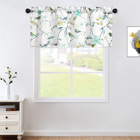 VOGOL Bird Pattern Kitchen Valances - Window Valance Curtains for Living Room Bathroom, 52 Inch Wide by 18 Inch Long