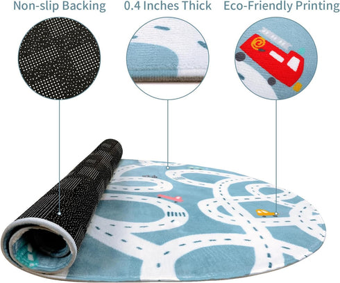 3'x5' STARUIA Small Road Rug for Kids Room, Washable Kids Play Rug for Baby Nursery, Non-Slip Car Rugs for Playroom