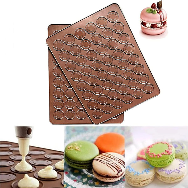 2 PCS 48 Capacity Macaron Silicone Baking Mat, Non-Stick Baking Sheet for Muffin DIY Chocolate