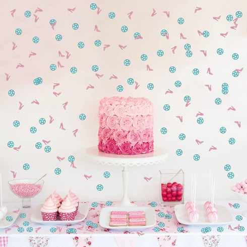 Wheels or Heels Confetti Glitter, Baby Shower He or She Party Table Decorations, 120pcs